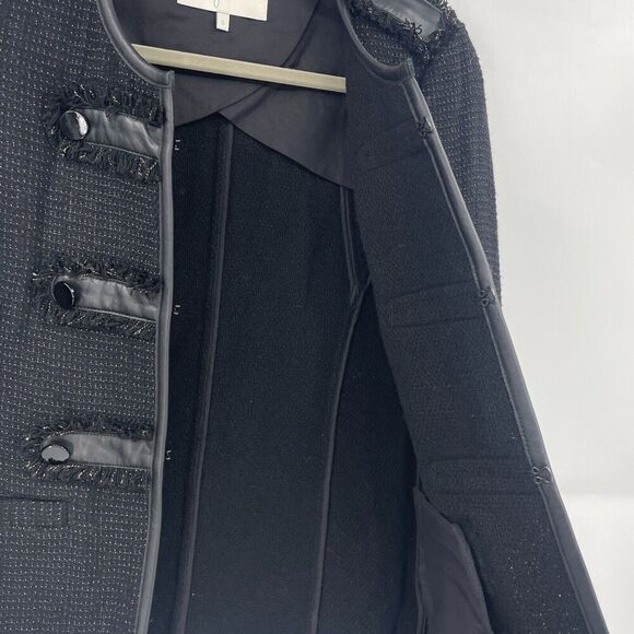 Joie Jacket Women's Small Black Collarless Pockets Long Sleeve Leather - Picture 5 of 9